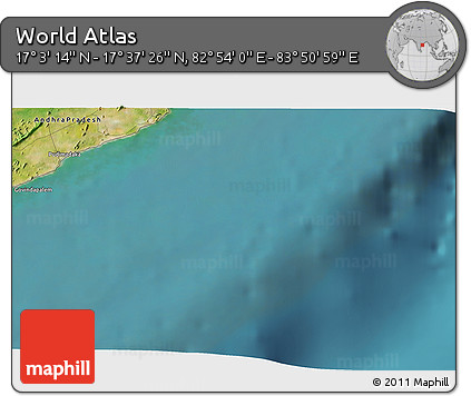Satellite 3D Map of the Area around 17° 20' 20" N, 83° 22' 30" E