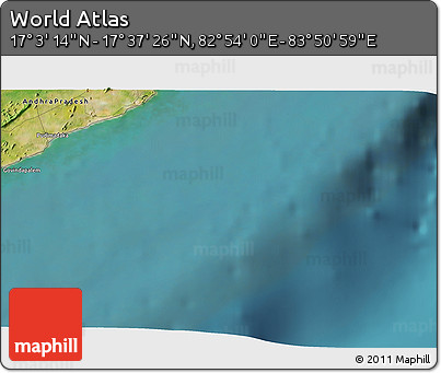 Satellite 3D Map of the Area around 17° 20' 20" N, 83° 22' 30" E