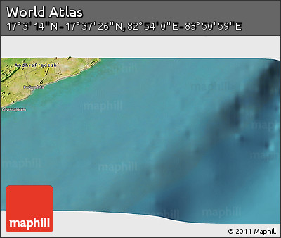 Satellite 3D Map of the Area around 17° 20' 20" N, 83° 22' 30" E
