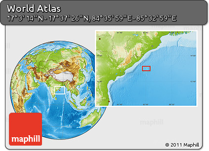 Physical Location Map of the Area around 17° 20' 20" N, 85° 4' 29" E