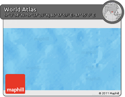 Physical 3D Map of the Area around 17° 20' 20" N, 86° 46' 30" E
