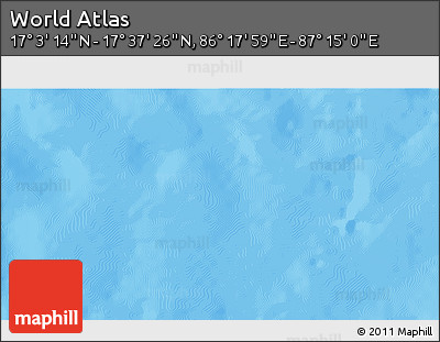 Physical 3D Map of the Area around 17° 20' 20" N, 86° 46' 30" E