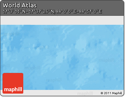 Physical 3D Map of the Area around 17° 20' 20" N, 88° 28' 29" E