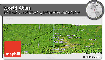 Satellite Panoramic Map of the Area around 17° 20' 20" N, 89° 10' 30" W