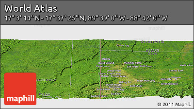 Satellite Panoramic Map of the Area around 17° 20' 20" N, 89° 10' 30" W
