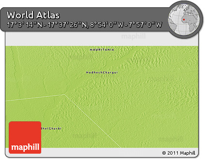 Physical 3D Map of the Area around 17° 20' 20" N, 8° 25' 30" W