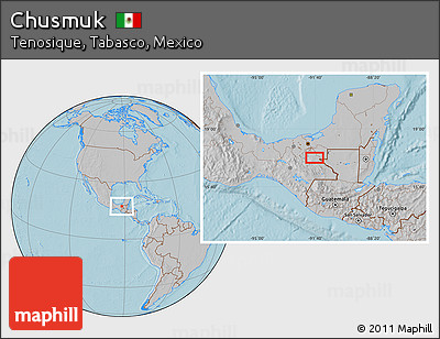 Gray Location Map of Chusmuk, hill shading