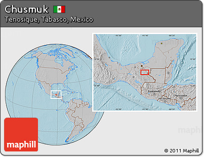 Gray Location Map of Chusmuk, hill shading