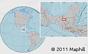 Gray Location Map of Coba, hill shading