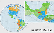 Political Location Map of the area around 17° 20' 20" N, 91° 43' 29" W