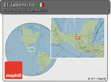 Savanna Style Location Map of El Jaboncillo, hill shading