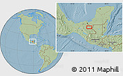 Savanna Style Location Map of Coba, hill shading