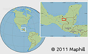 Savanna Style Location Map of the area around 17° 20' 20" N, 91° 43' 29" W