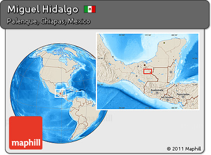 Shaded Relief Location Map of Miguel Hidalgo