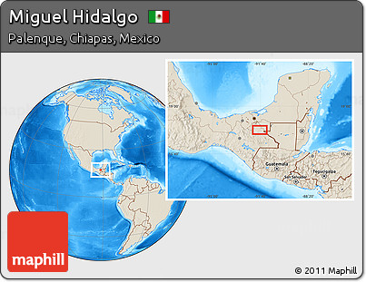 Shaded Relief Location Map of Miguel Hidalgo