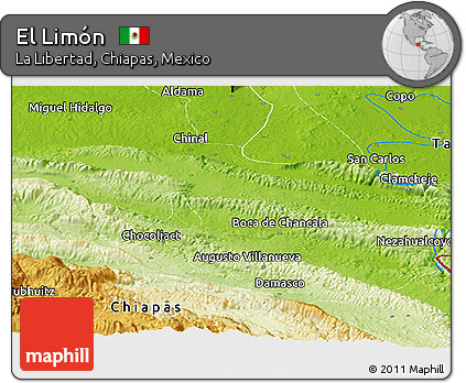 Physical Panoramic Map of El Limón