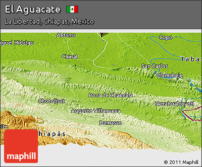 Physical Panoramic Map of El Aguacate