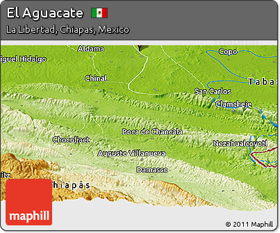 Physical Panoramic Map of El Aguacate