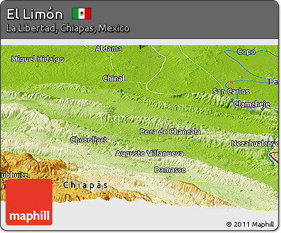 Physical Panoramic Map of El Limón