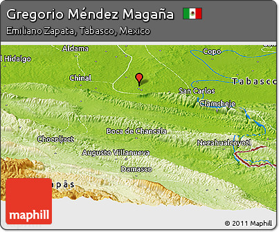 Physical Panoramic Map of Gregorio Méndez Magaña