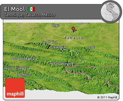 Satellite Panoramic Map of El Mool