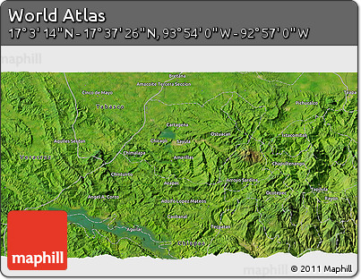 Satellite 3D Map of the Area around 17° 20' 20" N, 93° 25' 30" W