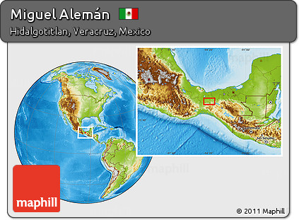 Physical Location Map of Miguel Alemán