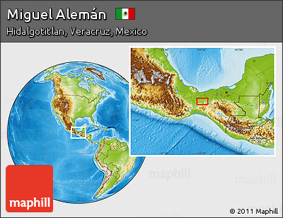 Physical Location Map of Miguel Alemán