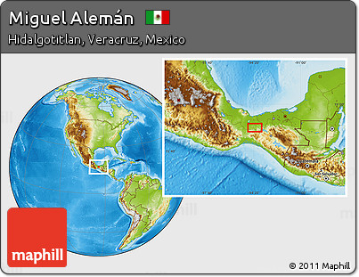 Physical Location Map of Miguel Alemán