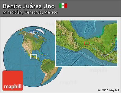 Satellite Location Map of Benito Juárez Uno