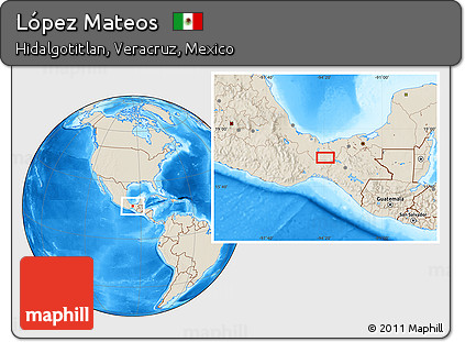 Shaded Relief Location Map of López Mateos