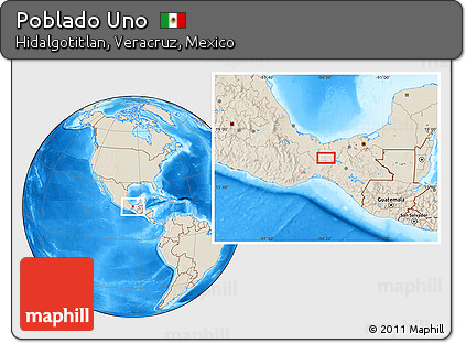 Shaded Relief Location Map of Poblado Uno