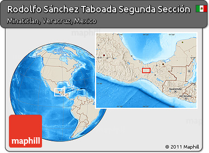 Shaded Relief Location Map of Rodolfo Sánchez Taboada Segunda Sección