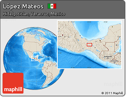 Shaded Relief Location Map of López Mateos