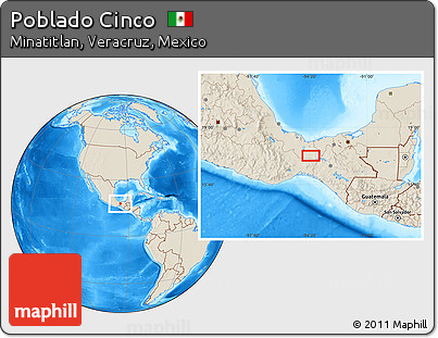Shaded Relief Location Map of Poblado Cinco
