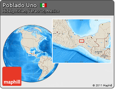 Shaded Relief Location Map of Poblado Uno