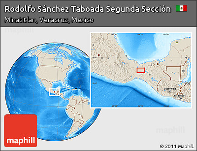 Shaded Relief Location Map of Rodolfo Sánchez Taboada Segunda Sección