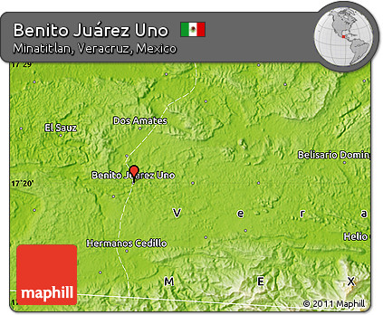 Physical Map of Benito Juárez Uno
