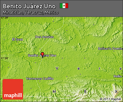 Physical Map of Benito Juárez Uno