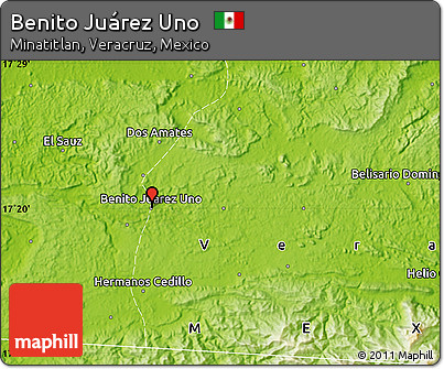 Physical Map of Benito Juárez Uno