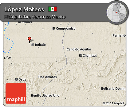 Shaded Relief Map of López Mateos