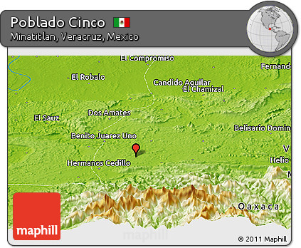 Physical Panoramic Map of Poblado Cinco