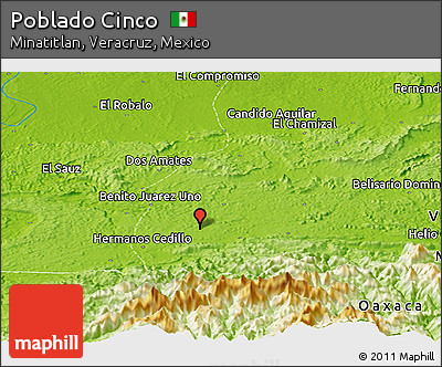 Physical Panoramic Map of Poblado Cinco