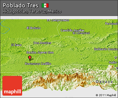 Physical Panoramic Map of Poblado Tres