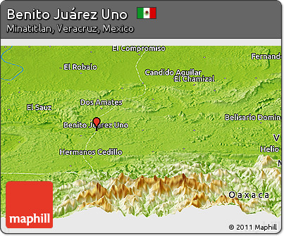 Physical Panoramic Map of Benito Juárez Uno