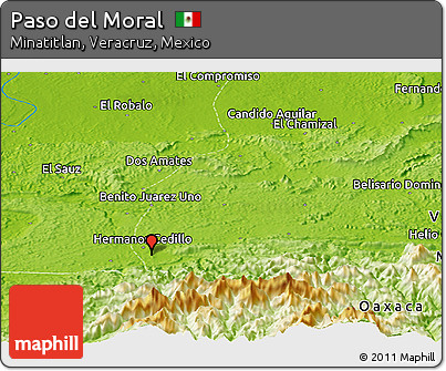 Physical Panoramic Map of Paso Del Moral
