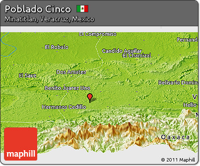 Physical Panoramic Map of Poblado Cinco