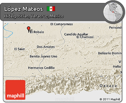 Shaded Relief Panoramic Map of López Mateos