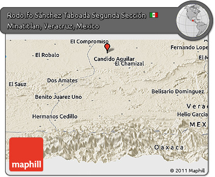 Shaded Relief Panoramic Map of Rodolfo Sánchez Taboada Segunda Sección