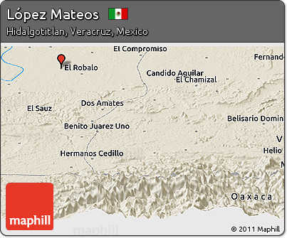 Shaded Relief Panoramic Map of López Mateos